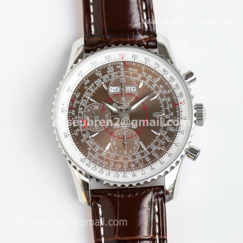 Breitling Montbrillant Datora men's watch braunes Zifferblatt mit Lederarmband