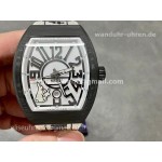 Franck Muller Vanguard 45 Automatik Karbongehäuse, weißes Rabbit zifferblatt 