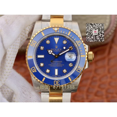 Rolex Noob Fabrik V7 116613LB submariner Diamant two tone replica 