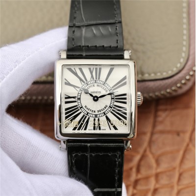 franck muller master square lederband 32mm weiss Saphire 