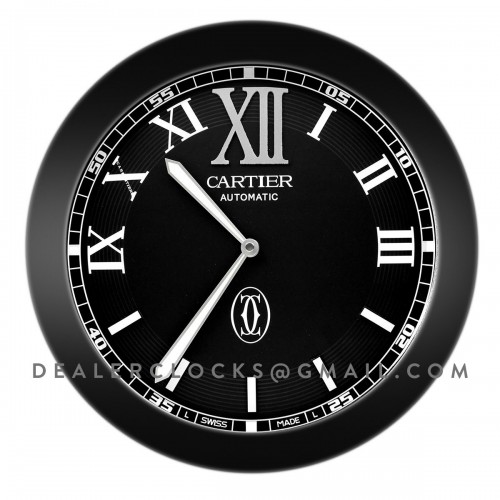 Cartier Calibre römische Zahlen schwarz DLC wanduhr 