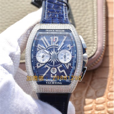 Franck Muller Vanguard blau 44mm Lederband  diamond