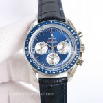 Omega Speedmaster Moonwatch Lederarmband mit blauem Zifferblatt