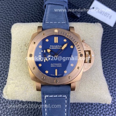 Panerai Submersible 42mm Bronzo Blaues Gesicht Abisso Lederriemen 1：1