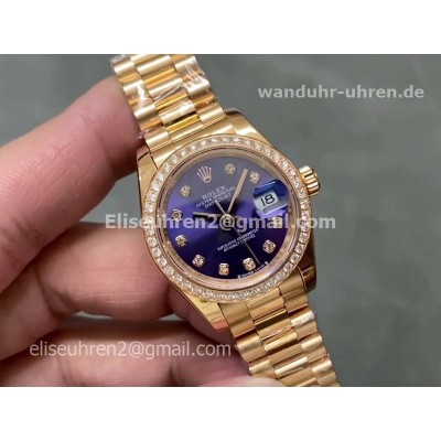 Rolex Damen Datejust Diamanten Lünette lila Zifferblatt Roségold