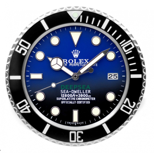 Rolex Deepsea Stil  blau Quarzwerk beleuchtet Wanduhr